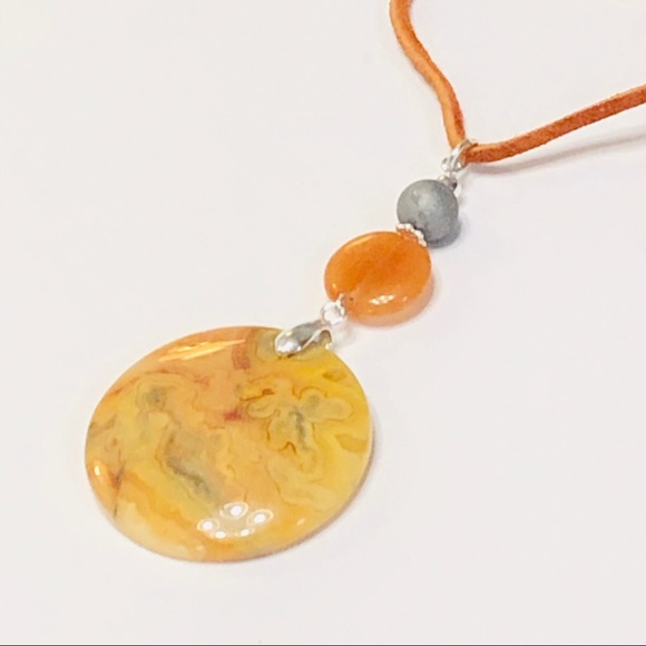 SUN BURST Mexican Crazy Lace Agate & Aventurine Stone BOHO Necklace & Earrings - Picture 1 of 8